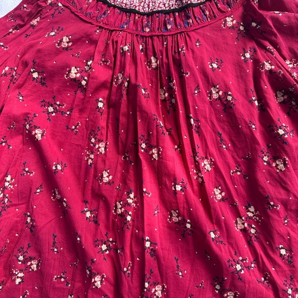 Free People Paloma Floral Button Up Peasant Blouse Top Berry Combo, sz S - Picture 9 of 11